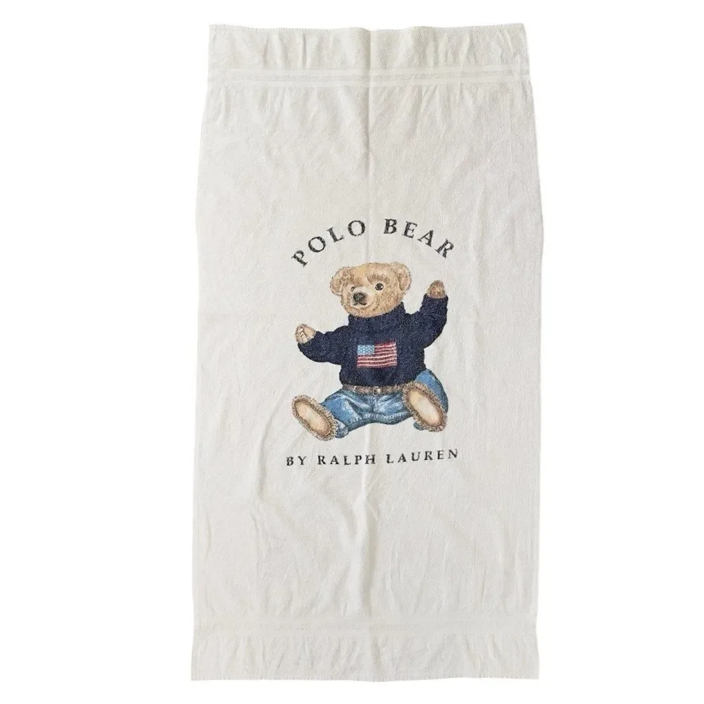 Vintage Ralph Lauren Polo Bear Beach Bath Towel Made In USA